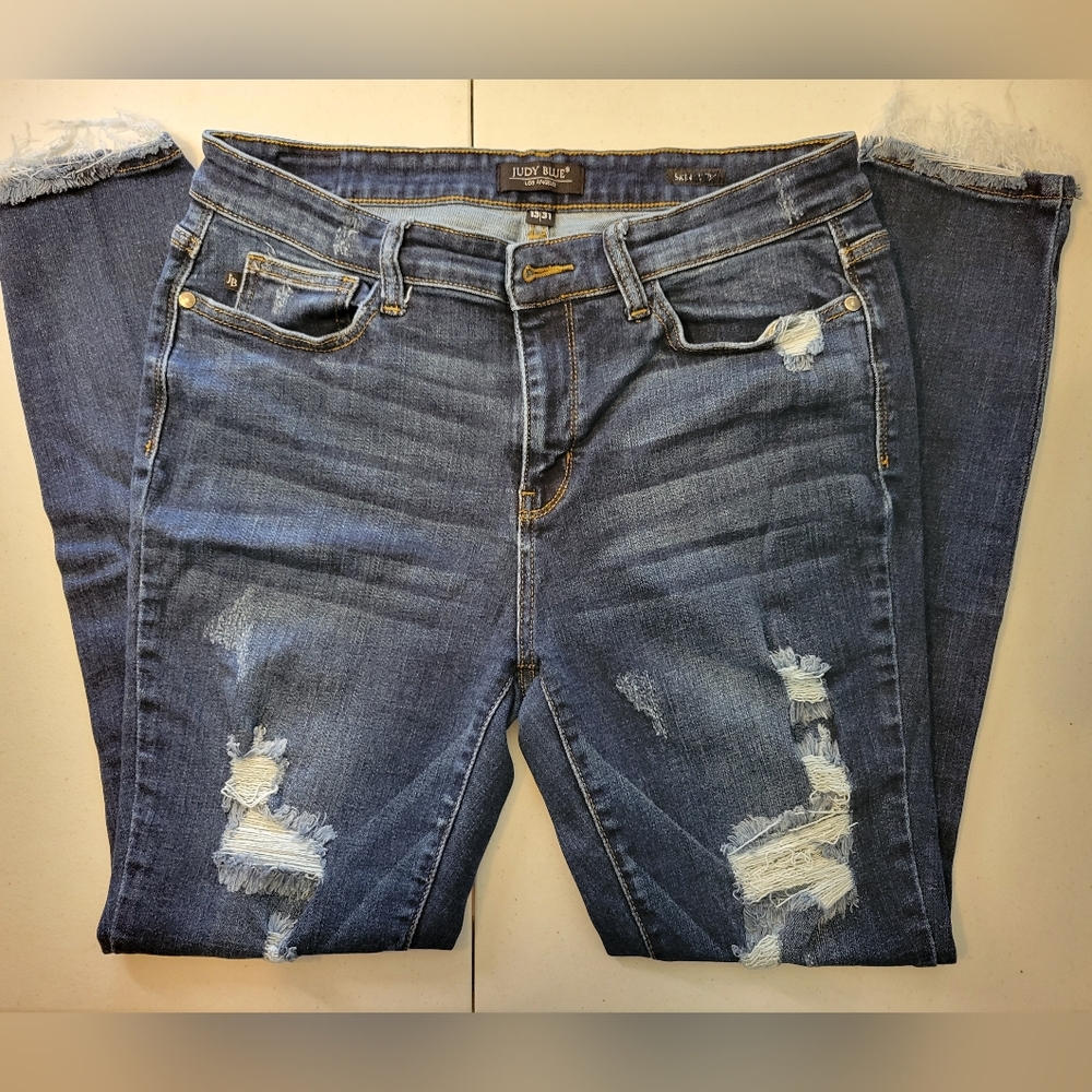 Judy Blue Dark Blue Distressed Skinny Jeans